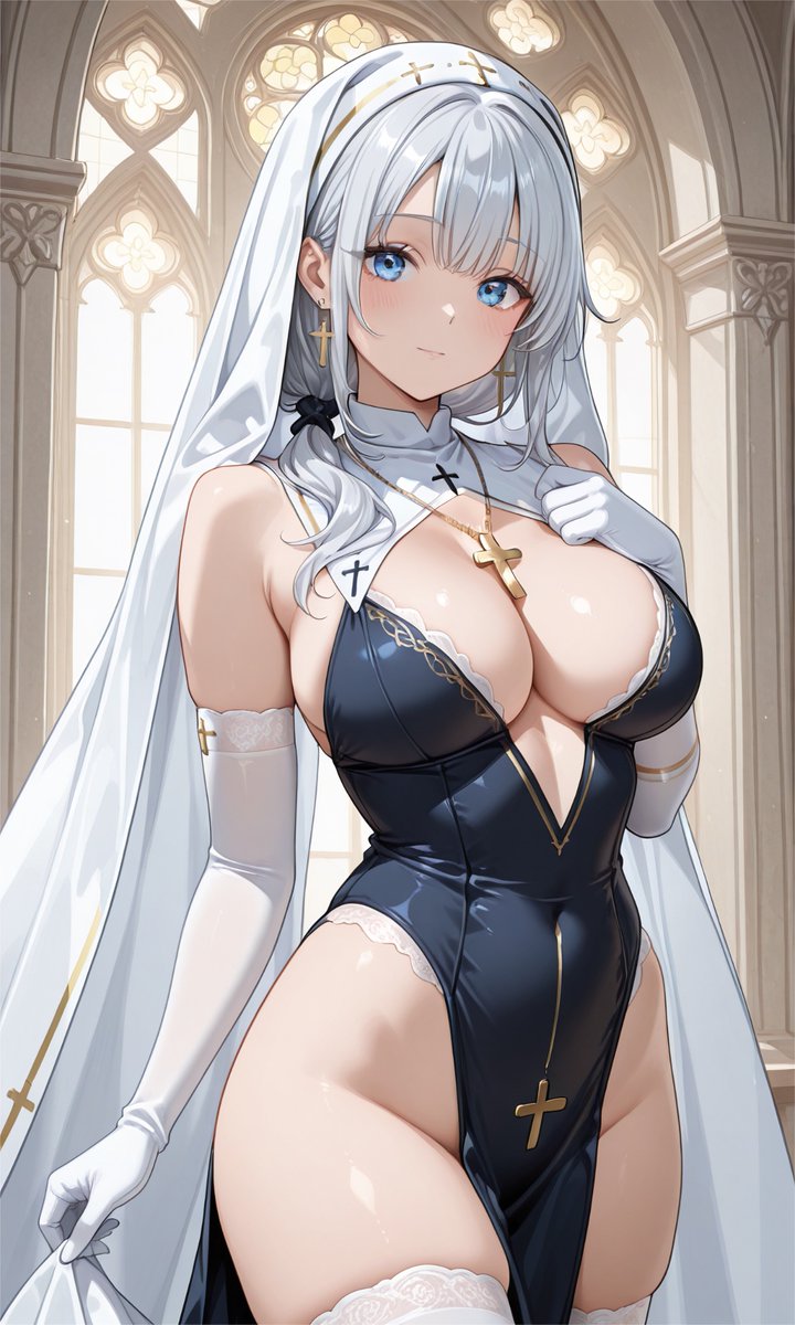 RT @fuuta_momo: 「神様…私みたいな信徒を誘惑してしまう修道女には罰をお与えください❤️」
#木曜は黒ミサ
SFW illustration