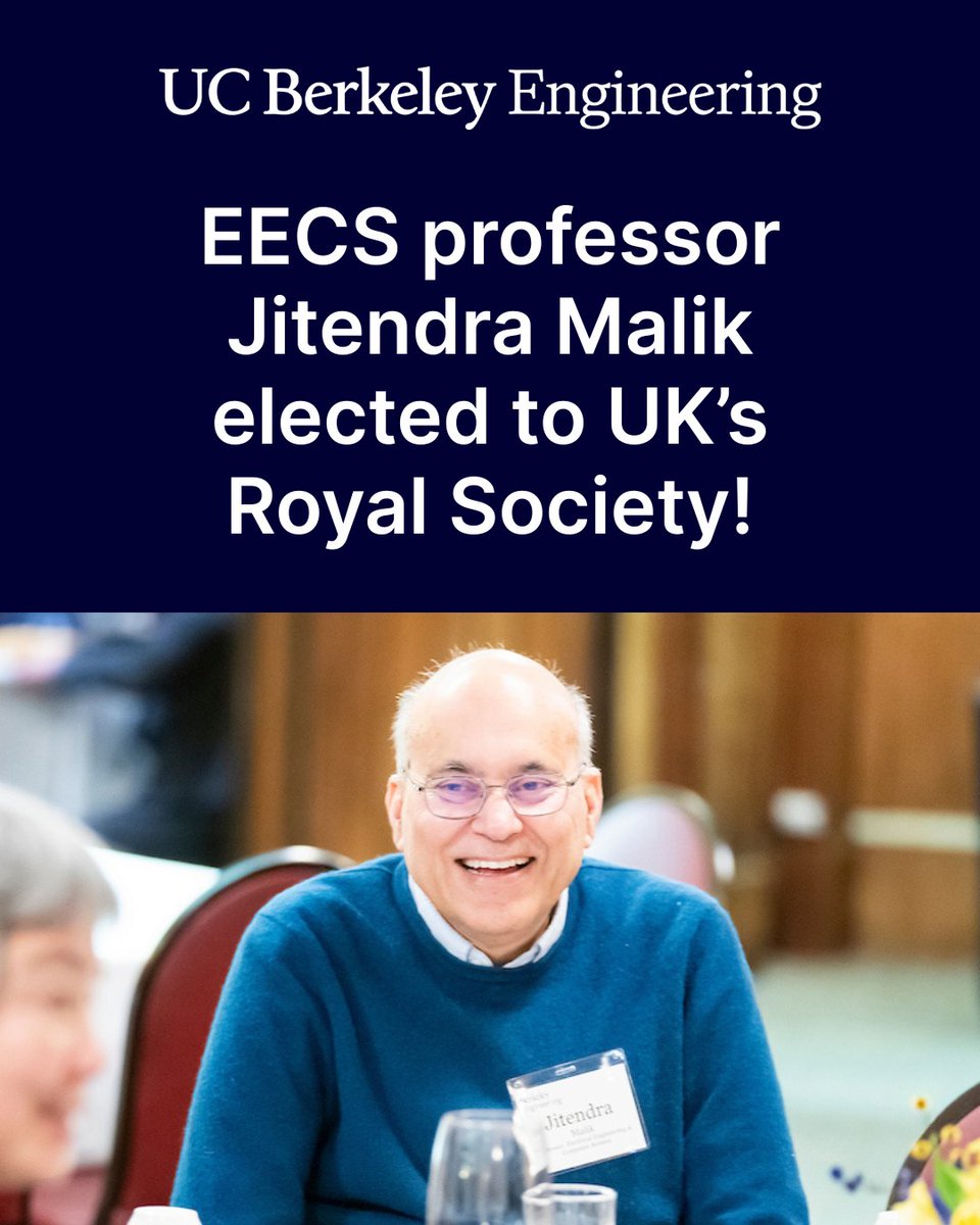 Cal_Engineer's tweet photo. Jitendra Malik, professor of electrical engineering and computer sciences, has been elected  to UK’s Royal Society!

Learn more: https://t.co/EUJEw45pDH https://t.co/Z2NGmI3kmE