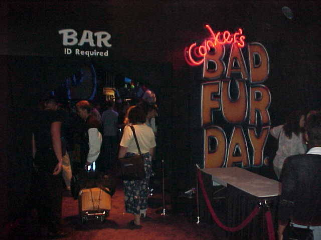 BadSmashDay's tweet photo. Giving a full-on 18+ booth to Conker in order to advertise Bad Fur Day at E3 2000, complete with all kinds of insane merch that fit perfectly with the game. Not just t-shirts, but also beer mugs, Playboy promos and of course, the iconic Conkdoms. https://t.co/3pxxKW9EMv