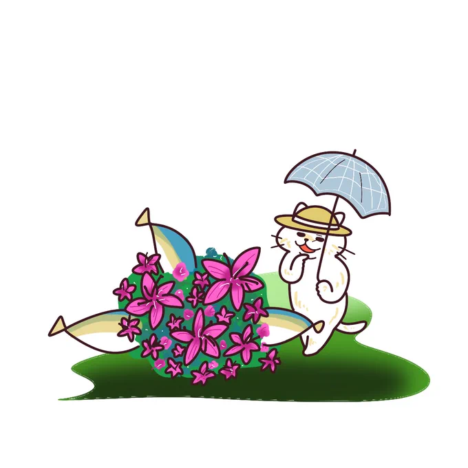 今日も今日とて公園の季節のお花シリーズ! 夏の訪れを感じるサツキ! どことなく南国感があって良いですよね! #イラスト #illustrationㅤ