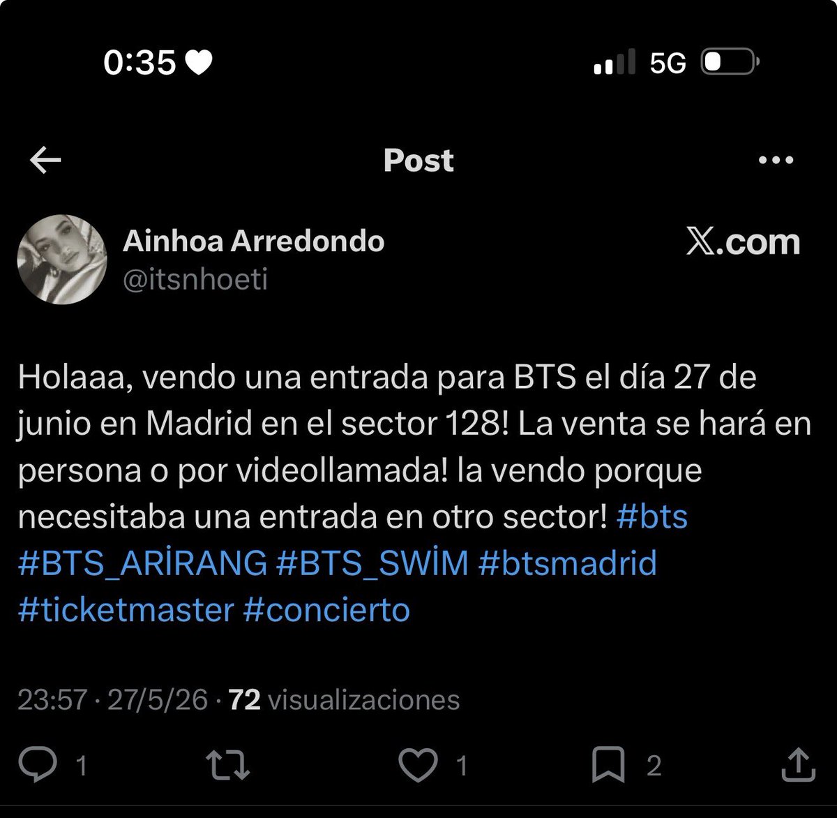 gookiepoo's tweet photo. CARIS, CUIDADITO CON ESTA PERSONA‼️
ya la han llamado la atención en los grupos de bts por querer vender la entrada por 750€ y su excusa es decir que ella no está estafando a nadie y que puede hacer lo que considere con su entrada https://t.co/gdNIP1m8vu