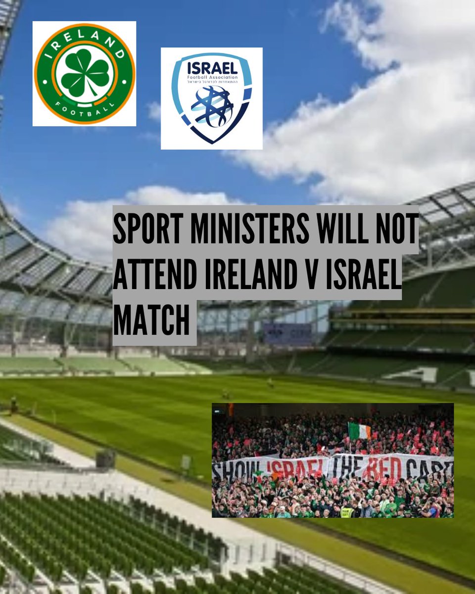 ipsc48's tweet photo. Well now, this is confusing 🤷‍♂️ Neither Minister Patrick O’Donovan nor junior minister for sport Charlie McConalogue will attend the Ireland V Israel match in October. So if our government ministers won't go, why do they think the games should go ahead?  #StopTheGame https://t.co/PIVVbUIQ0M