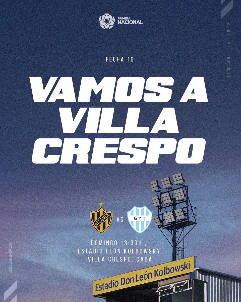 gytoficial's tweet photo. #JuegaGyT || Primera Nacional - Fecha 16

📍 VS @atlantaoficial
🏟️ Estadio León Kolbowski
📅 Domingo 31 de Mayo 
🕒 13.30 hs
👤Juan Cruz Robledo 
👥️ Adrian Delbarba y Federico Lapalma 
📺 @LPFPlay 

https://t.co/jw1zMhmyes

Zamba para un Bohemio guitarrero y este domingo visitamos en Villa Crespo la casa de #Atlanta, tradicional barrio de Capital Federal.