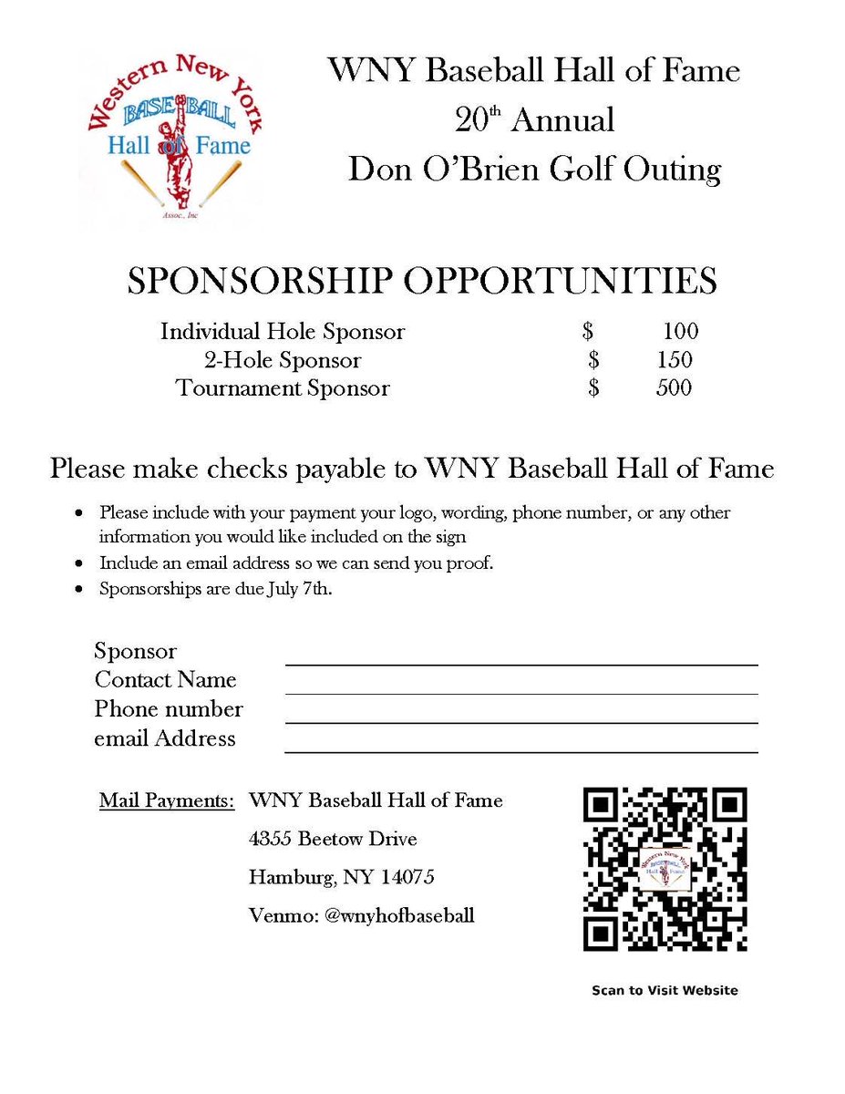 WNYBaseballHOF's tweet photo. Signup today for our Annual Golf Tournament https://t.co/m3vlLUH5T7