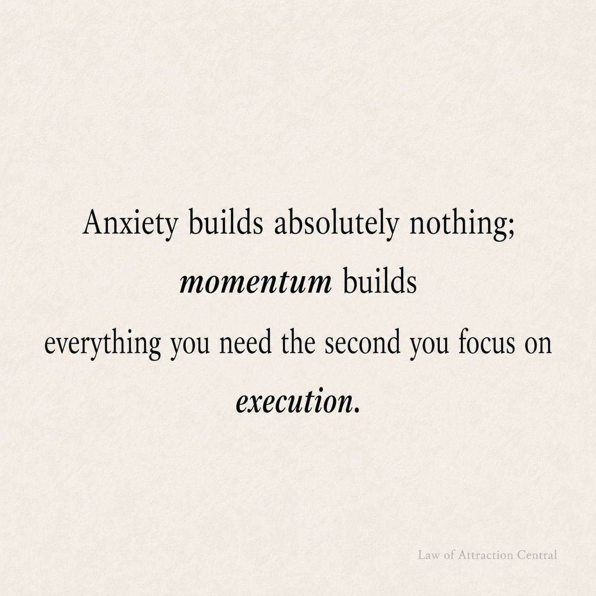 LOACentral's tweet photo. Anxiety paralyzes potential, but execution creates momentum. Stop burning energy on variables you can't control. The moment you shift your focus from worrying about the future to taking direct action in the present, your power returns and progress takes care of itself. https://t.co/BffEYFnREp