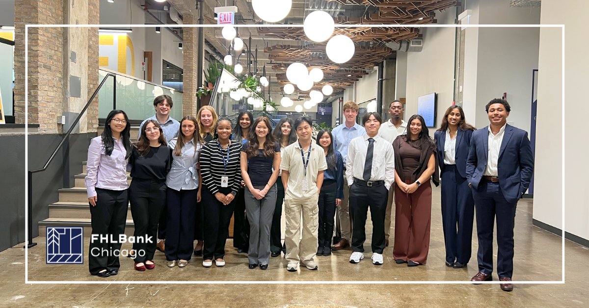 FHLBC's tweet photo. We’re excited to welcome our 2026 intern class to FHLBank Chicago! 

This accomplished group will be joining teams across the organization to gain professional experience in their field. Over the course of the program, they will grow their skills, gain hand-on experience, and contribute to meaningful work that supports both our members and communities.  

We can’t wait to see all they learn and accomplish this summer.