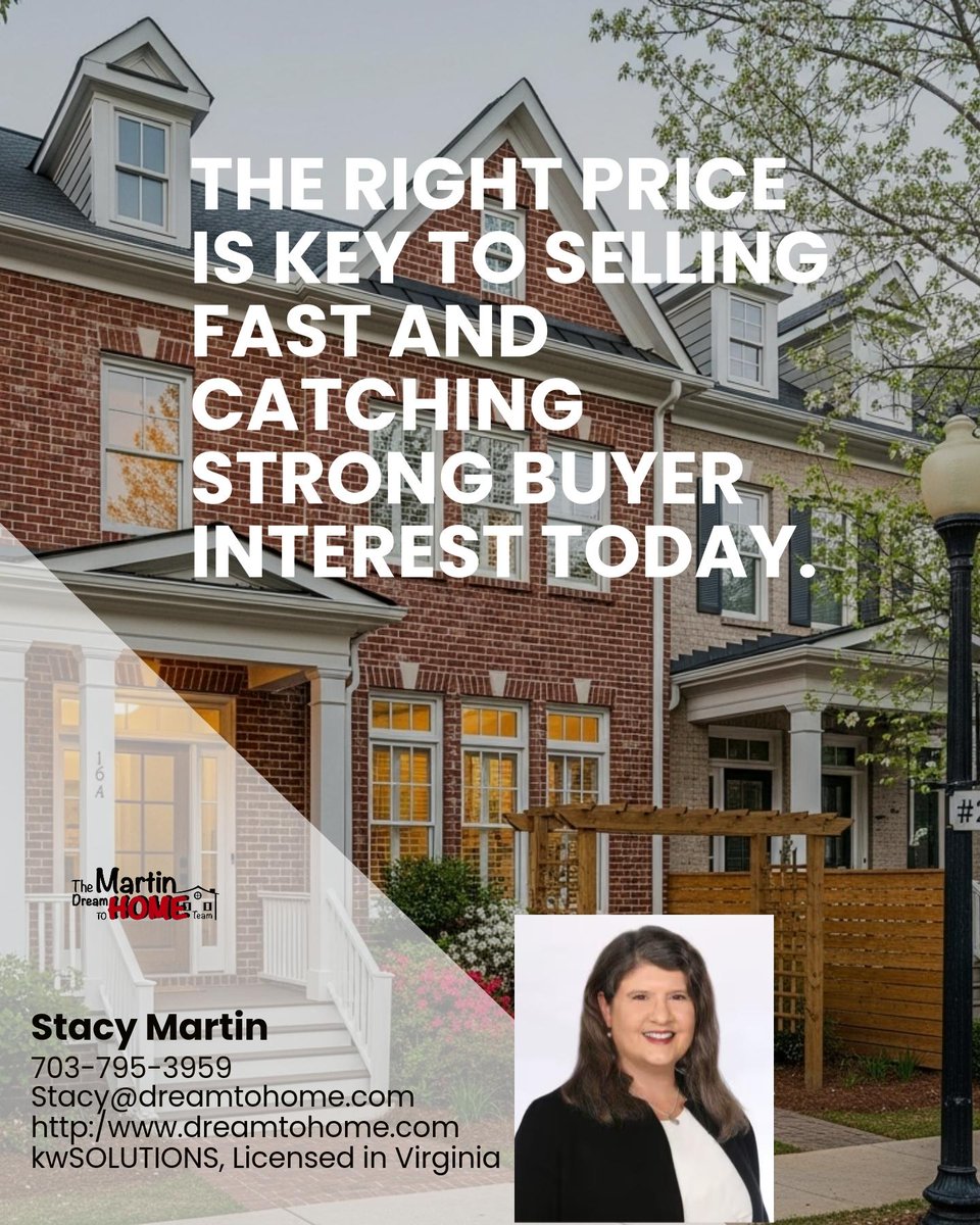 DreamToHOME's tweet photo. Curious what a smart price strategy could mean for your sale? What would you prioritize first: the right number, or perfect presentation? Share below! 
Stacy Martin, REALTOR Licensed in Virginia 
8100 Ashton Ave #102 Manassas, VA 20109
703-795-3959 (c) 703-330-2222 (o) https://t.co/dljY7gROWi