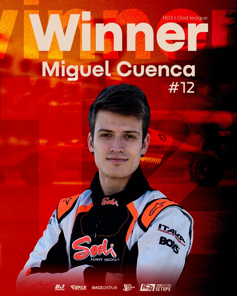 NIXSimRacing's tweet photo. EL TRONO DE LOS TITANES SIGUE SIENDO NUESTRO. 👑⚡

🏆 Tercera victoria consecutiva para @MiguelCuenquita en tres carreras de la God League. Otra actuación dominante para seguir liderando el campeonato.

Por su parte, @fer3c_14 suma una importantísima P5 pensando en el campeonato y en seguir ampliando la ventaja del equipo.

Y esta vez sí… @david_pal25 rompe la maldición del tercer coche consiguiendo una sólida P8 en carrera. 🟠⚫️

Más puntos.
Otra victoria.

@Emix_Gaming_ @SimRacingSetups @TheMechCat @Bjsimracin1