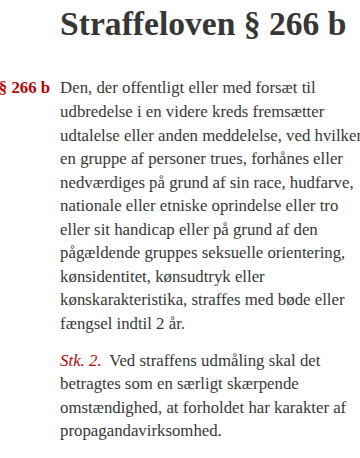 M0TRN's tweet photo. @rosenvig Nu er det så ikke kun racisme den paragraf omhandler, selvom formiddagspressen har navngivet den sådan. https://t.co/xMxwU2l7YS