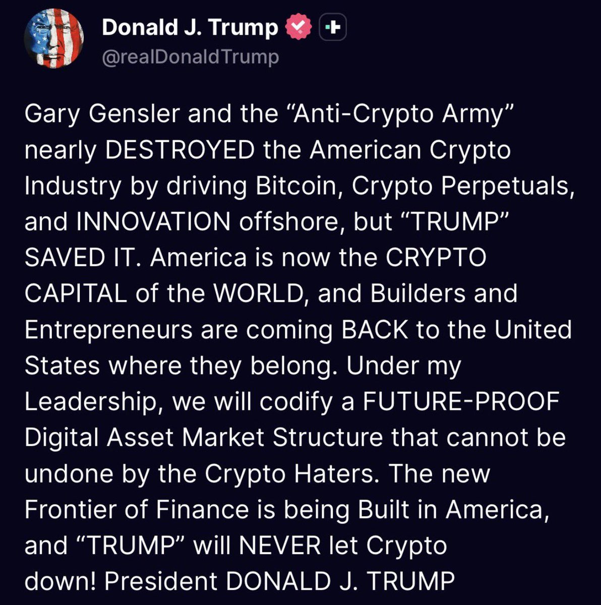 amitisinvesting's tweet photo. TRUMP: 

UNDER MY LEADERSHIP, WE WILL BUILD THE FUTURE OF FINANCE IN AMERICA

thank you Mr. President for trying your best to get $BTC to join this bull market 😂 https://t.co/0xKDHICfrT