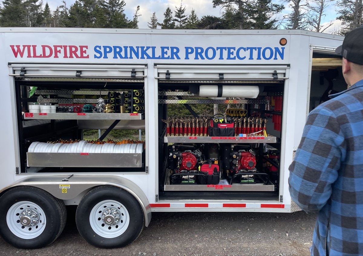 MYSTVolFireDept's tweet photo. A demonstration on the Fire Services Division’s wildfire Structure Protection Unit (SPU) took place this evening as part of Training School. Another evening to learn &amp; network, plus overview of a unit similar to one our community is in the process of acquiring. #NLFireSchool26 https://t.co/8ReT5zuHvq