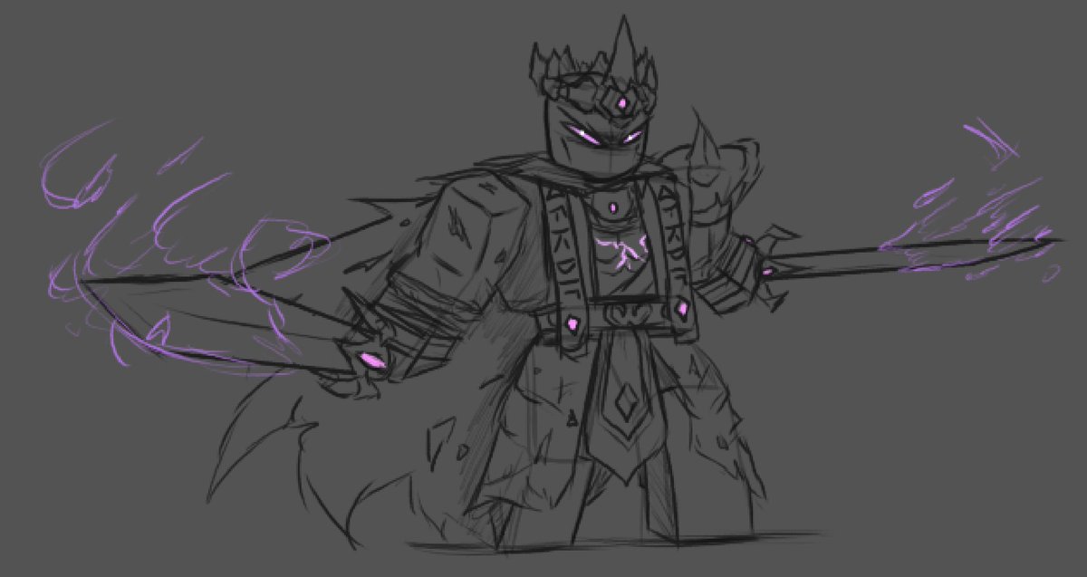 AUC_Androidokay's tweet photo. not a fan of this design so i combined some elements from this, his current design, and a fan-made Reddit drawing to create what Fallen Swordmaster should've been.

#towerdefensesimulator #robloxart https://t.co/aG0UZmscfg