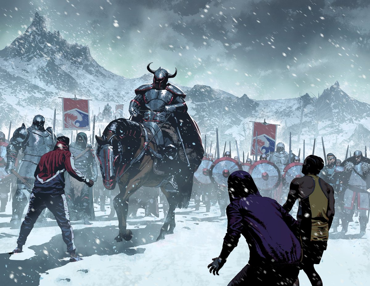 ValerioGiangio1's tweet photo. Double page from Conquered #1
My inks and complete pages with amazing colors by @Valentinataddi 
#conquered #fantasy https://t.co/BrvKTxs3ba