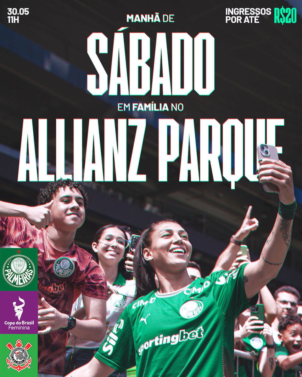Palmeiras_FEM's tweet photo. Sábado é decisão em #FamíliaPalmeiras! 💚

Ingressos por R$20 para apoiar as Palestrinas na Copa do Brasil Feminina! 👊 ➤ https://t.co/hzT41UnQAM https://t.co/zVpEBGs0uW