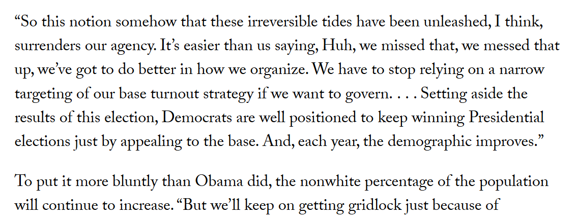 CityBureaucrat's tweet photo. This was literally what Obama said to David Remnick in 2016. It's in the New Yorker. https://t.co/Of2e5K2k5W