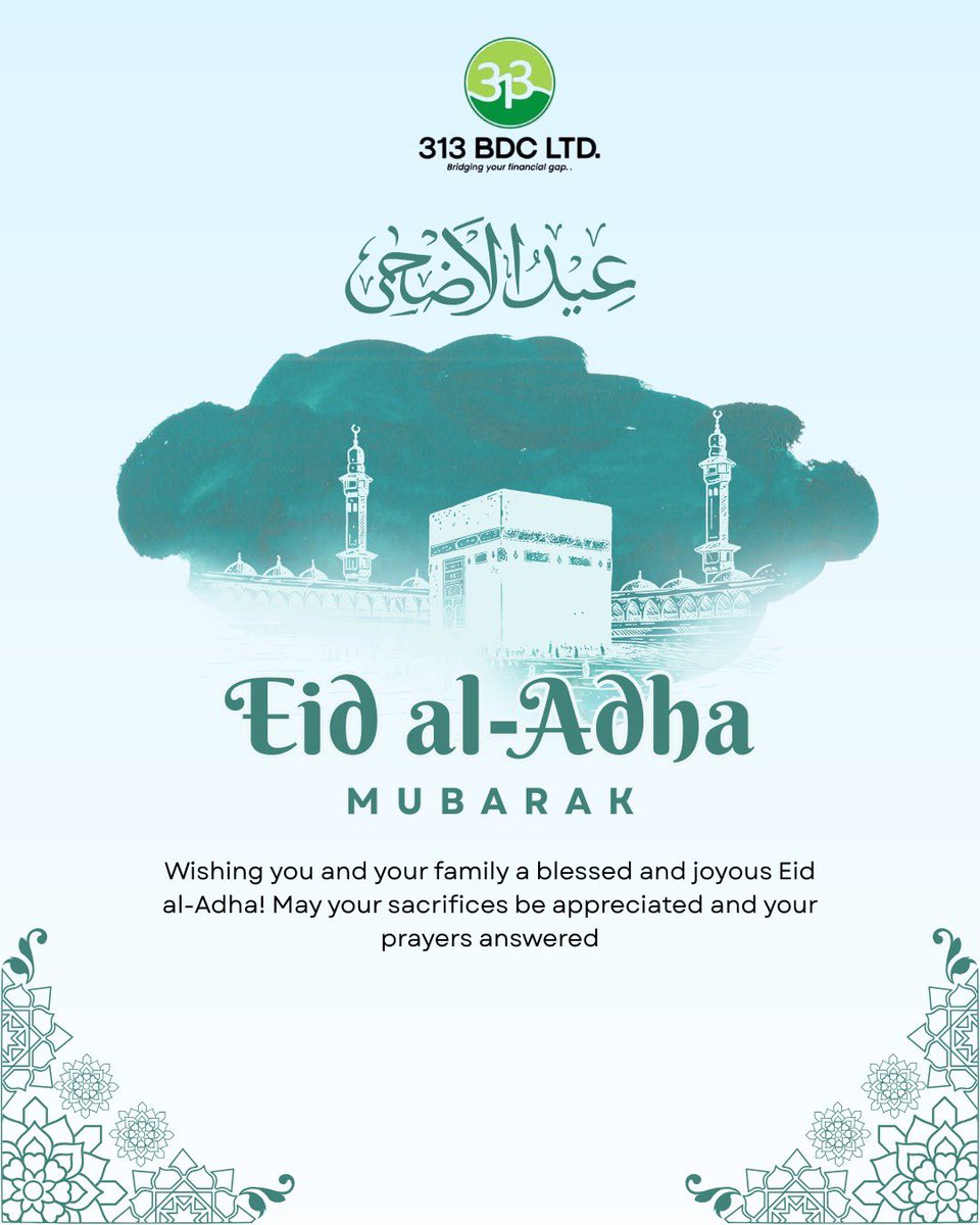 313bdc313's tweet photo. Sallah Greetings from 313 BDC Ltd

To our valued customers, we wish you a joyful and blessed Sallah. May this season bring peace, happiness, and prosperity to your homes.

Thank you for your continued trust and support.

Sallah Mubarak! 🌙 https://t.co/fACR4uOSZw