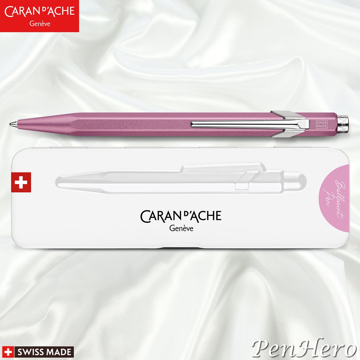 PenHero's tweet photo. Caran d'Ache 849 Colormat X ballpoint pens.  Click here to check them out:
https://t.co/Kb6wC9zvJs
Search “COLORMAT”
For customers outside the USA:
https://t.co/MI6VLBpXtT
Great new matte finishes on the 849 ballpoint pen and packed in the flat metal presentation box!
A breath of fresh air has galvanized the iconic 849 family. The essential everyday ballpoint pen is more colorful than ever with Colormat-X. A rainbow collection comprising eight vibrant 849 models.
A model with ultra-flat packaging. This pen delivers up to 600 A4 pages, thanks to its acclaimed Goliath ink cartridge.