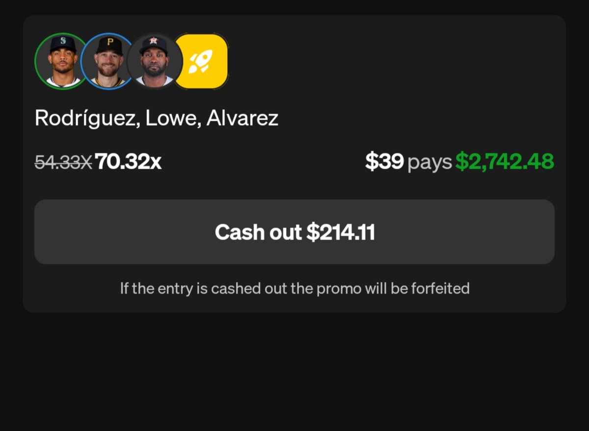 PrizepicksFiree's tweet photo. These cash outs are a joke. Not even a 6x for a bet that is 66% cashed for over 70X. https://t.co/vlilZbQXUC