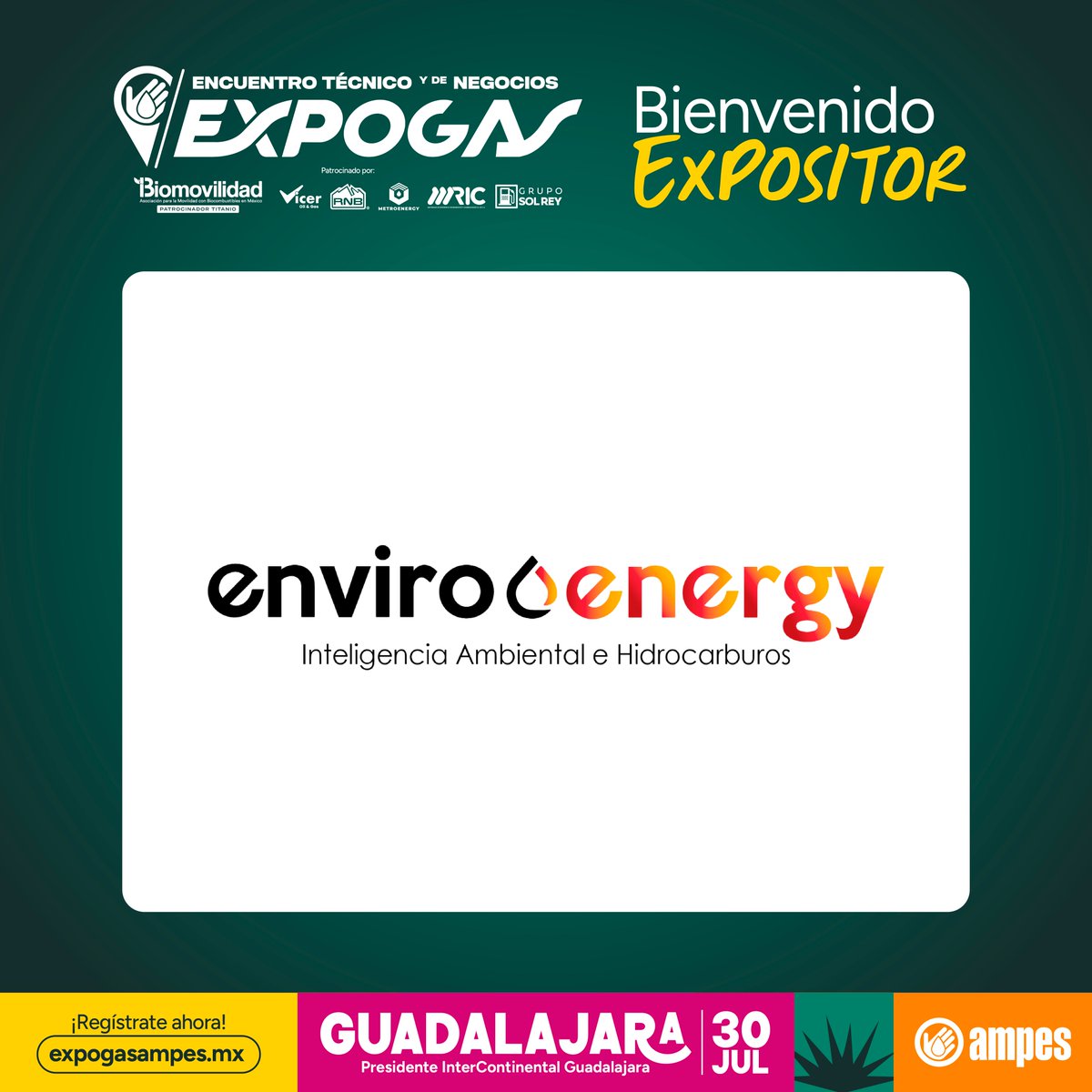 AmpesMx's tweet photo. Le damos la bienvenida a #Enviroenergy a Expogas Guadalajara.

Nos entusiasma contar con aliados que aportan conocimiento, innovación y soluciones para fortalecer a las empresas del sector.

¡Consigue tus accesos con el 20% de descuento antes del 15 de junio! 💻 https://t.co/7yHskom468 ​

🗓️ 30 de julio.​
📍 Presidente Intercontinental Guadalajara.​

📞 (55) 6492 4046 | (55) 6319 9943​
📧 contacto@ampes.mx​

#Expogas2026 #Guadalajara #AMPES #SectorGasolinero