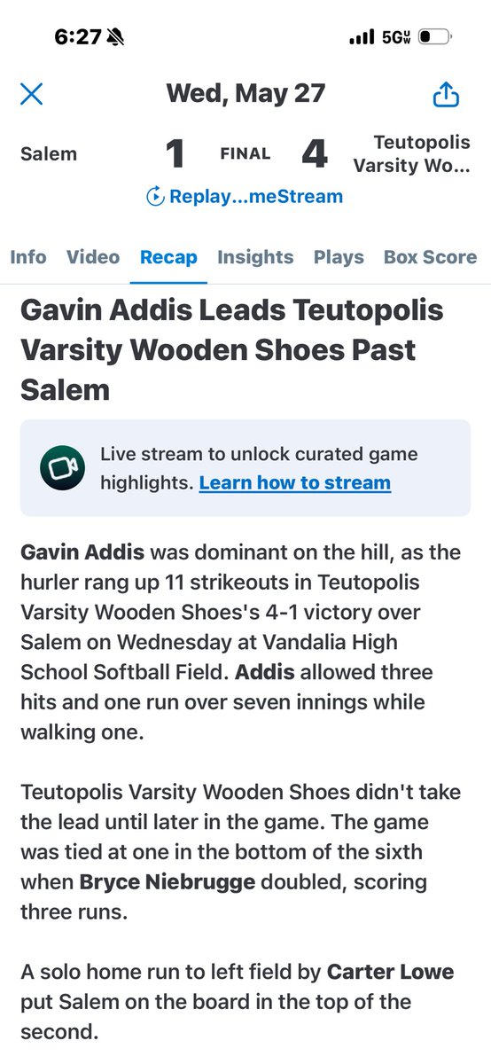 DonnaAddis8's tweet photo. @GavinAddis1 W
Ttown wins 4-1 over Salem
Great pitching 
7inns 3-h 1-R 1-bb 11-Ks https://t.co/uq9C303wtV
