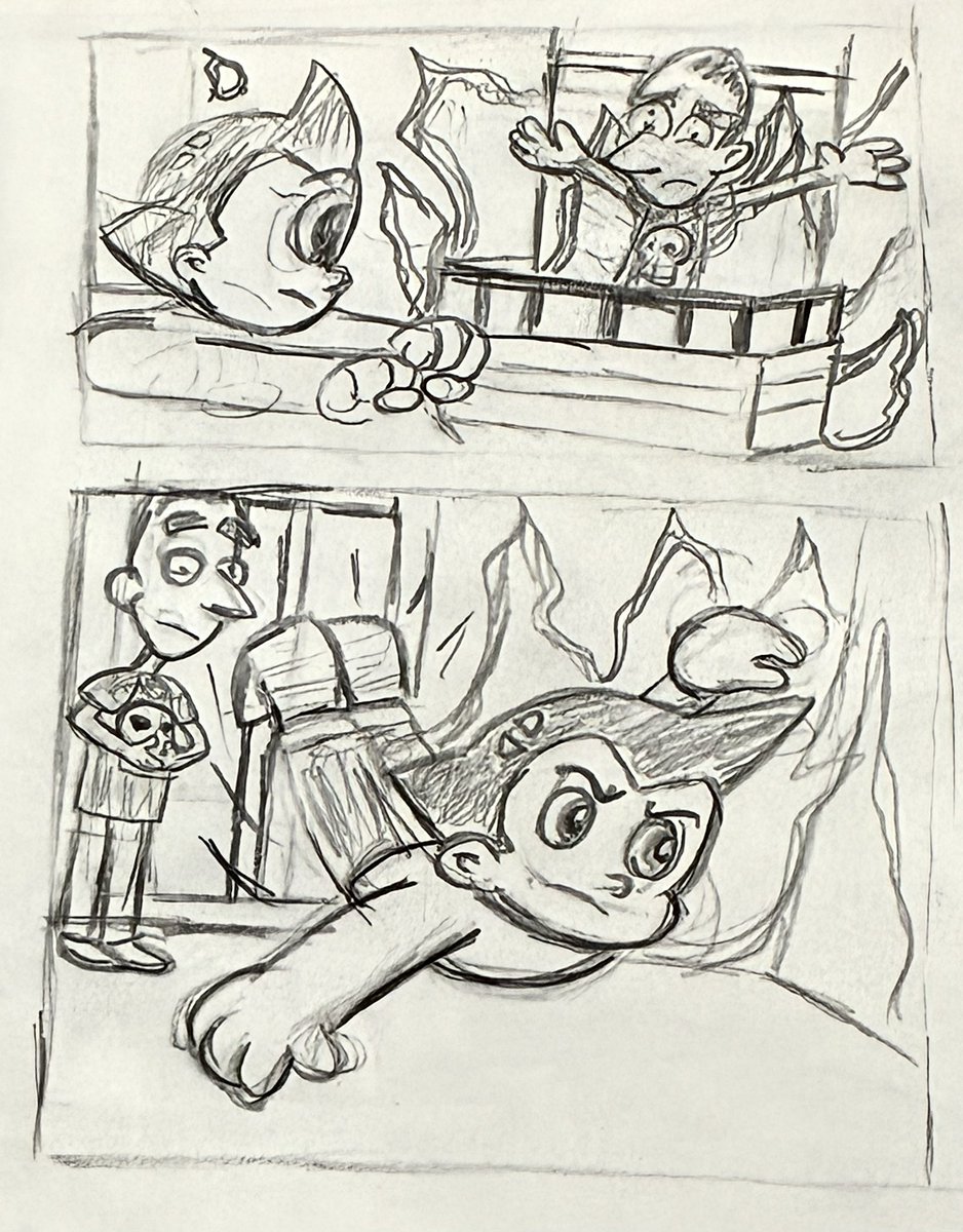Pio045's tweet photo. There was an interesting lesson at #manga class today at #art school about making a story with simple #sketches of panels and since today a new #zerocalcare series released, I've decided to make a little #astroboy crossover story. https://t.co/V1Z8OMSwhW