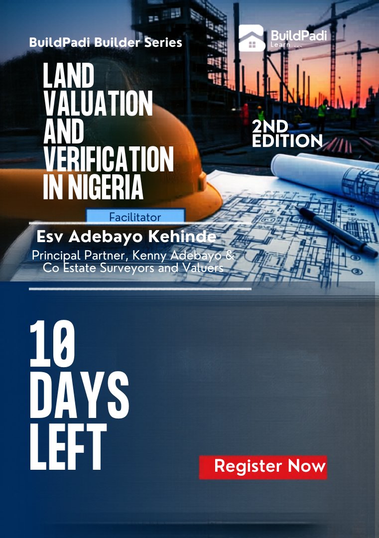 BuildPadi001's tweet photo. What you'll actually learn at Saturday's free webinar:

→ Real land value across Nigerian markets 
→ Pricing tricks agents use 
→ Due diligence — in the right order 
→ Red flags before you pay

June 6 | 4 PM NG | 10 AM USA 
Register: https://t.co/NvfagiJQrs https://t.co/hlAP9RbdGc