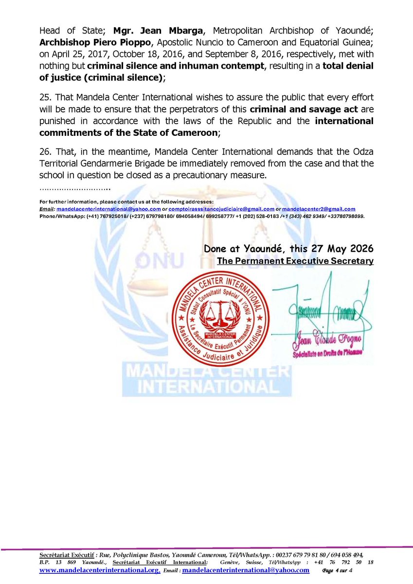 CenterMandela's tweet photo. ALERT No.187/MC: RAPE OF A 3-YEAR-OLD GIRL: Mandela Center reminds Cameroonian authorities that this criminal practice, which is tolerated at the highest levels of the Cameroonian government, will no longer go unpunished, regardless of the protection afforded to the perpetrators. https://t.co/dphltniT0m