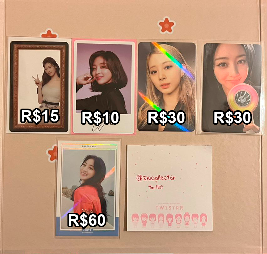 zyocollector's tweet photo. VENDA/TROCA TWICE

- preços estão na imagem
- frete não está incluso, será calculado via superfrete
- aceito trocas pelos cards da minha wishlist da jihyo e chaeyoung
- tenho +70 feedbacks positivos no meu fixado

@vttwice @TWICEVT_ rt por favor? 💗 https://t.co/QkxzHyPlqS