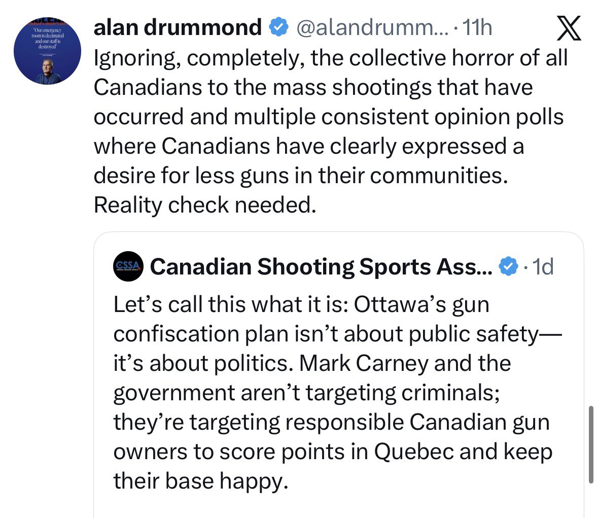 Dicky_Paul_95's tweet photo. I think Alan need to be reminded of the most recent Leger polling on the issue. 

55% of Canadians want the government to focus on illegal gun smuggling. Only 26% supported the gun ban. 

@Polysesouvient https://t.co/UG2KW2DQv8