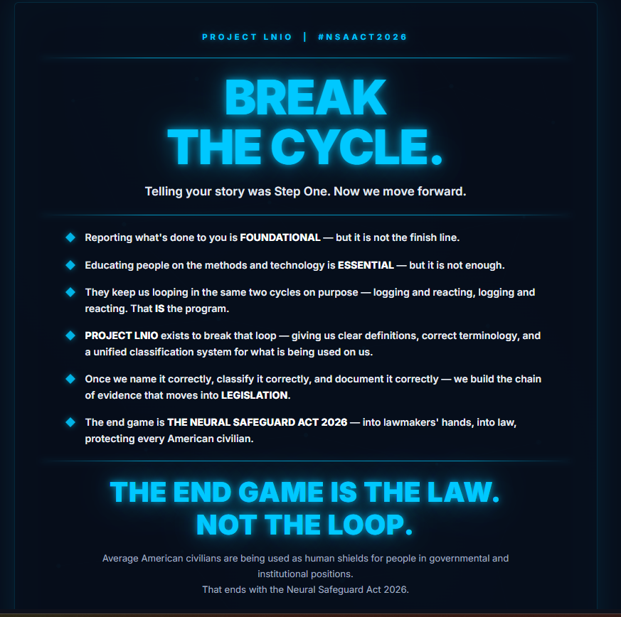 MyTuTu4u's tweet photo. https://t.co/svmiPEPViv Project LNIO 2026 HYBRID MK ULTRA TERMONLOGY GUIDE BREAK THE CYCLE
#QueensReport #ProjectLNIO2026 #NeuralSovereignty #CognitiveLiberty #FIGHTFIGHTFIGHT
#PROJECTLNIO #NCNIS #ANIV #HVEA #TI #LNIO2026 #BCI #CBI https://t.co/MUQmXXfugS LINK TO #NSAACT2026 https://t.co/dwJ4FiOZeQ