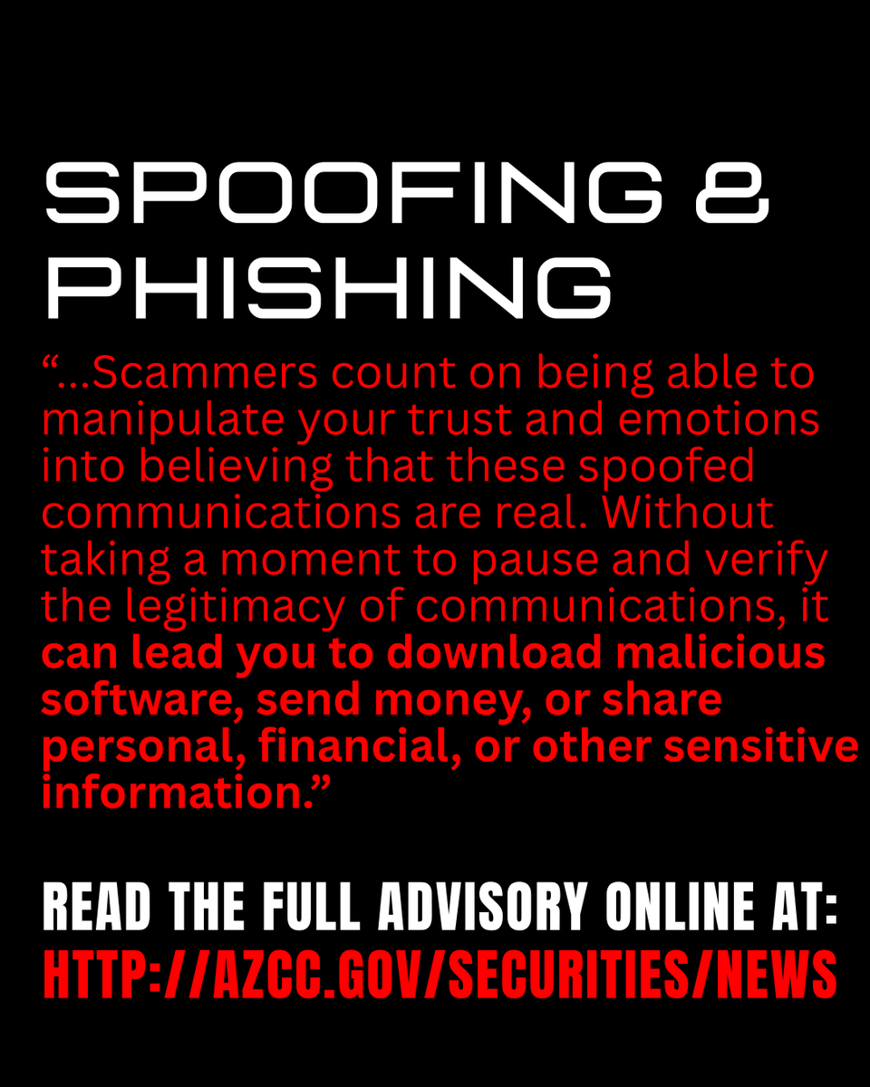 CorpCommAZ's tweet photo. Read the full Investor Advisory on https://t.co/V02c0V03vd. 

#spoofing #phishing #InvestorEducation #prevention #newsfeed https://t.co/lFysRJBGtf