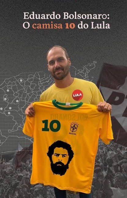 esquerday's tweet photo. @BolsonaroSP @FlavioBolsonaro @realDonaldTrump @netanyahu @JMilei @joseantoniokast nem tu acredita nisso, bananinha! Lula reeleito https://t.co/CTQKiB4lK9