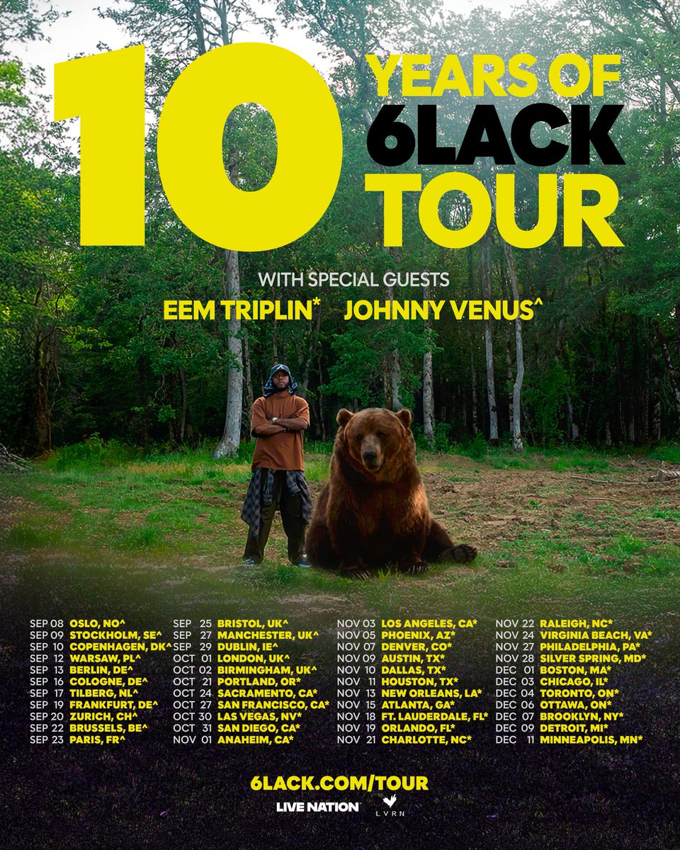 RapHubDaily's tweet photo. 6LACK announces 10 Years Of 6LACK Tour

Use Promo Code "RAPHUB" for $20 off all ticket purchases on SeatGeek [only available when you start a new account] https://t.co/bK1UlWRKMJ