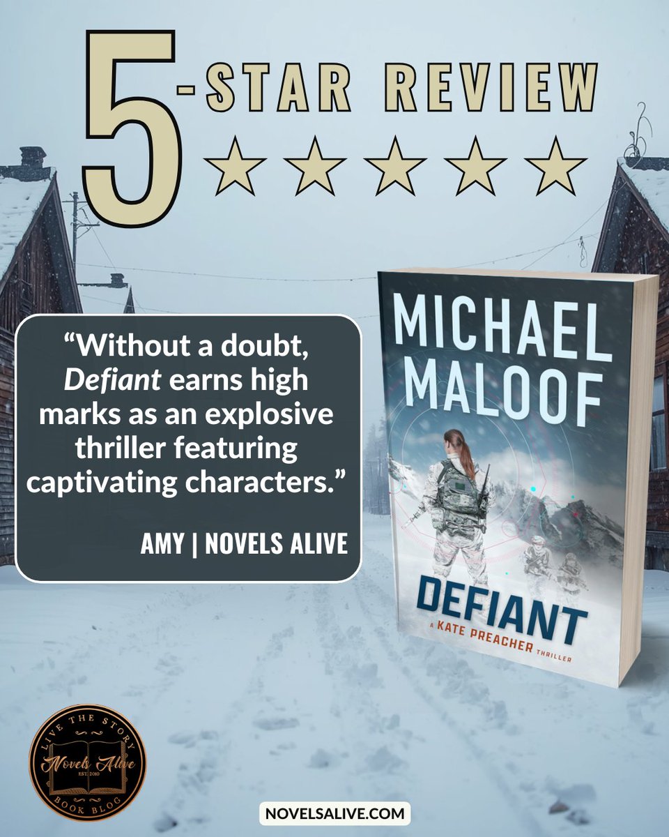 NovelsAlive's tweet photo. 5-STAR REVIEW🌟🌟🌟🌟🌟: DEFIANT by Michael Maloof @MichaelGoWrite @partnersincr1me 

👉Without a doubt, DEFIANT earns high marks as an explosive thriller featuring captivating characters. https://t.co/XzbcQx7dse #bookreview #thriller #suspense #politicalthriller #crimefiction https://t.co/8Owr2fkuT1