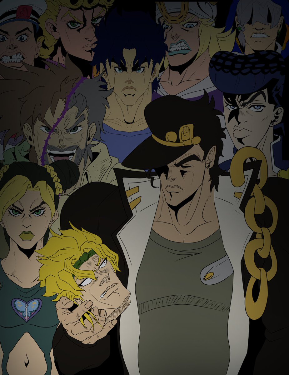 KermoGiovanna's tweet photo. Scrolled on here during the beginning of this month and saw this post by @millerjoestar, was such a funny idea I had to take the challenge

Think Ill shade it at some point

#invincible #JoJo https://t.co/gdXv9kvgYj