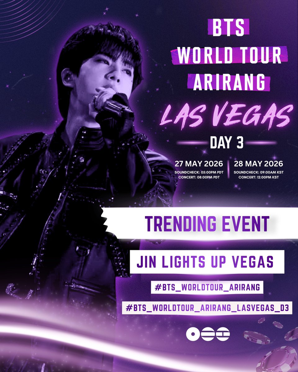 JinYouTube_'s tweet photo. Retweet and reply

JIN LIGHTS UP VEGAS 
#BTS_WORLDTOUR_ARIRANG
#BTS_WORLDTOUR_ARIRANG_LASVEGAS_D3 https://t.co/PzLdehLGTc