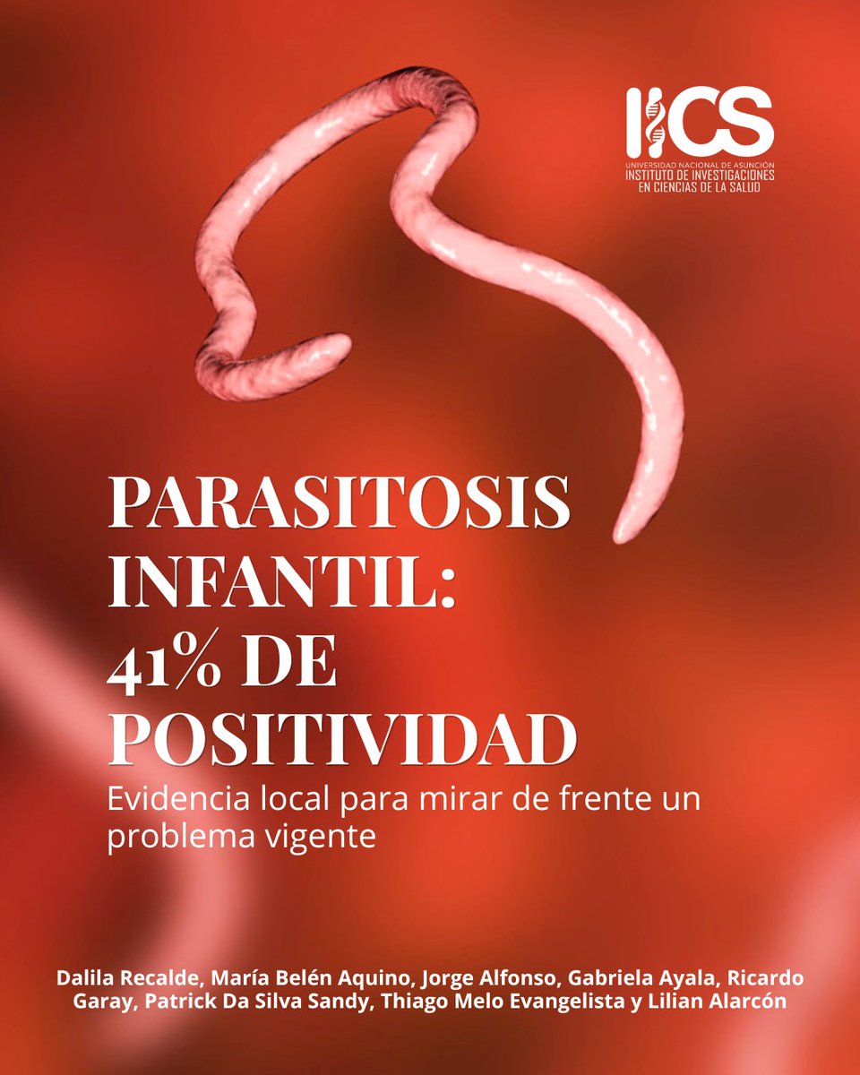 MIICS_UNA's tweet photo. Estudio en población infantil de barrios vulnerables del área metropolitana de Central, 41% de las muestras resultó positiva para parasitosis intestinal. Investigación de Dalila Recalde, María Belén Aquino, Jorge Alfonso y equipo.
 
Más detalles aquí: https://t.co/n6KEx6w1iA https://t.co/vqp3VnHBIE