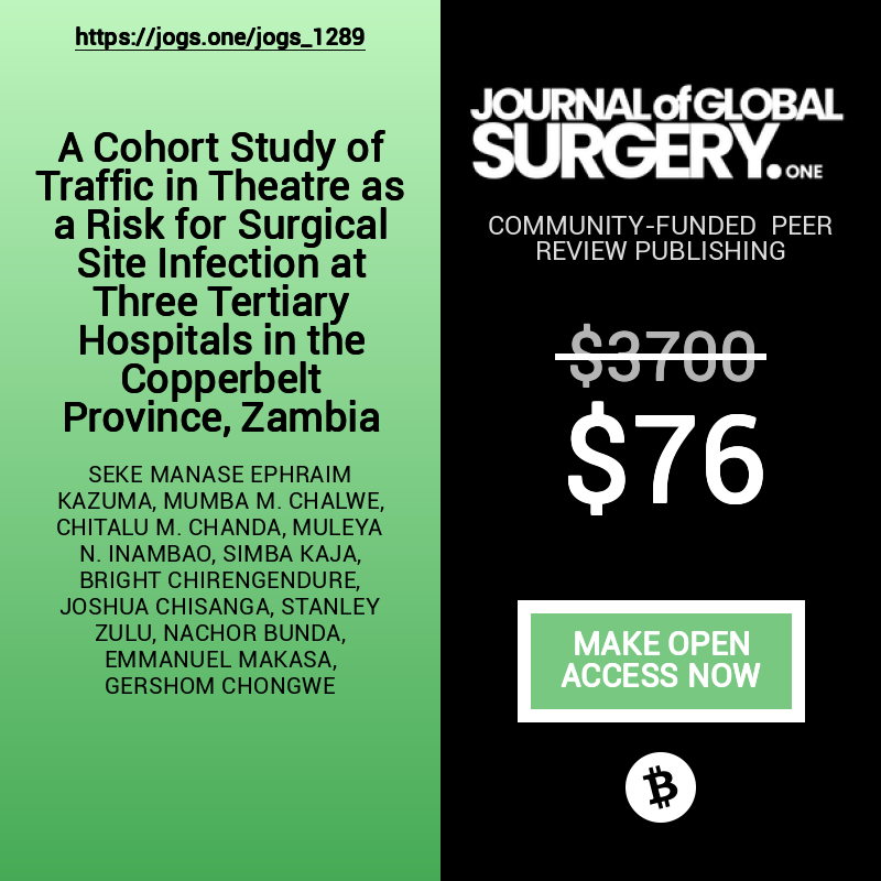 jogs_one's tweet photo. What happens when operating theatre doors keep opening during surgery? A prospective Zambian cohort study found higher door-opening rates were associated with increased surgical site infections. $76 remains to unlock full open access: https://t.co/R7uaRaiBeY https://t.co/XblqzAFUQ5