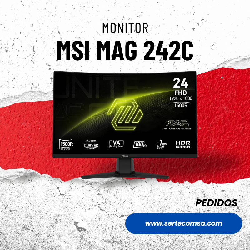 Sertecomsa's tweet photo. Lleva tu gaming al siguiente nivel con el MSI MAG 242C 🎮🔥
Pantalla curva, gran fluidez y diseño pensado para una experiencia más inmersiva. Perfecto para tu setup gamer. 🚀
#MSI #MAG242C #GamingMonitor #PCGaming #SetupGamer #Sertecomsa https://t.co/WrkoMLuqzx