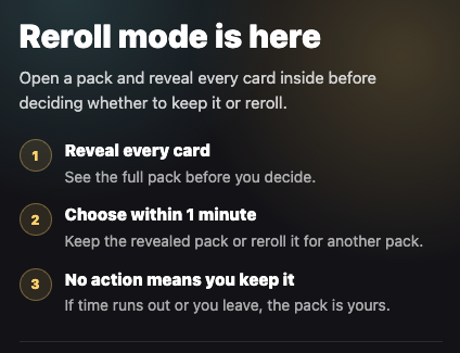 retrimentum's tweet photo. Build in Public Update [REROLL MODE]: 

Just Tested our Latest "Reroll" mode with @iamsaikranthi 

Functionality is working... We'll polish up the UI/UX slightly before Launching this mode. 

Scheduled to be hitting @upshot_cards Mainnet early June. 

Deets: 

🥊It's been a much requested feature on Upshot! 

🥊 Users get to "Reroll" a pack they don't want for a small fee! You get to view all the cards in the pack... Decide if you wanna keep them or "Reroll"

🥊There will be a 1 Minute Window for users to make up their mind! 

🥊ALL FEES Collected from this Mode goes back into prizes for our Userbase! Technically if you paid for it, it should flow back to you in one way or another.