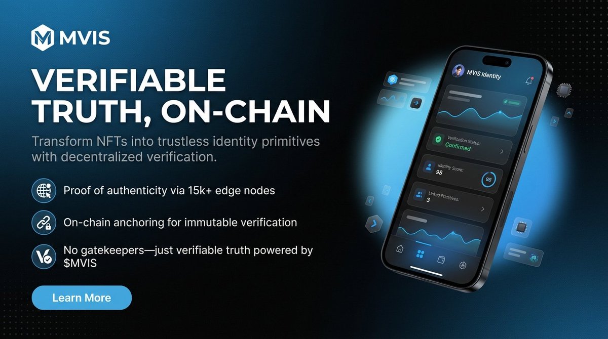 MeshVisionAI's tweet photo. What if your NFT wasn’t just a JPEG - but came with proof it’s real, verified by 15k+ edge nodes and anchored on-chain?

That’s not sci-fi. That’s MeshVision.

We’re turning images into trustless identity primitives. No gatekeepers. No blind faith.

Just verifiable truth, powered by $MVIS.