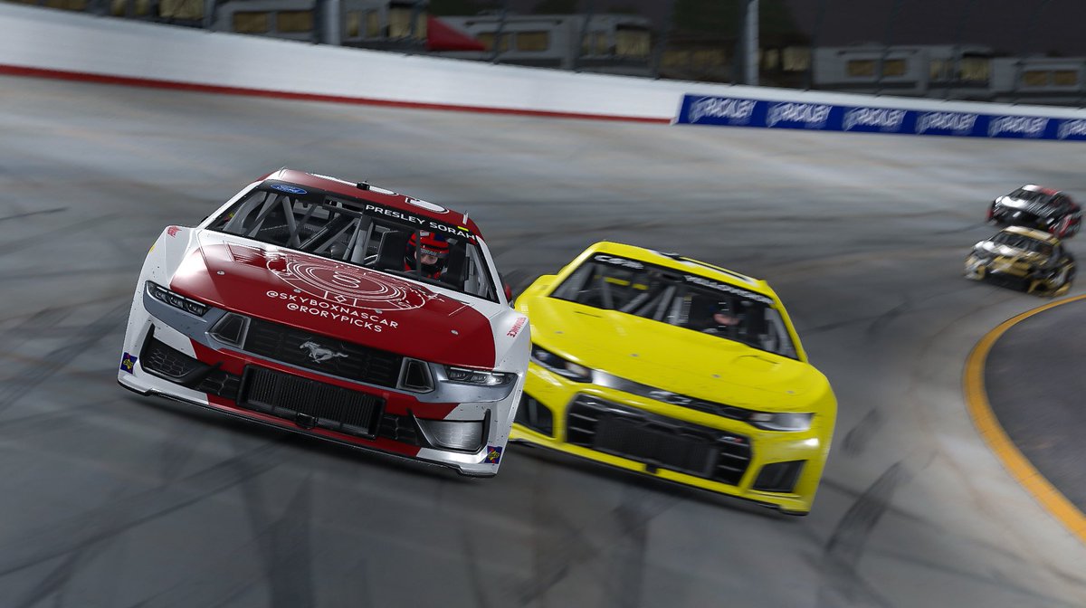 PresleySorah's tweet photo. .@CreatorSeriesGG W!!!!!!! 🏆 🏁 

First start ➡️ first win in the @iRacing Creator Series NASCAR season! Side by side and banging doors for the last 2-3 laps, nosed it out by 0.019 at the stripe. Fantastic race and even better finish. Honored Rowdy on lap 18 too🤘

#Sim2Reality https://t.co/WdPY4v5AEA