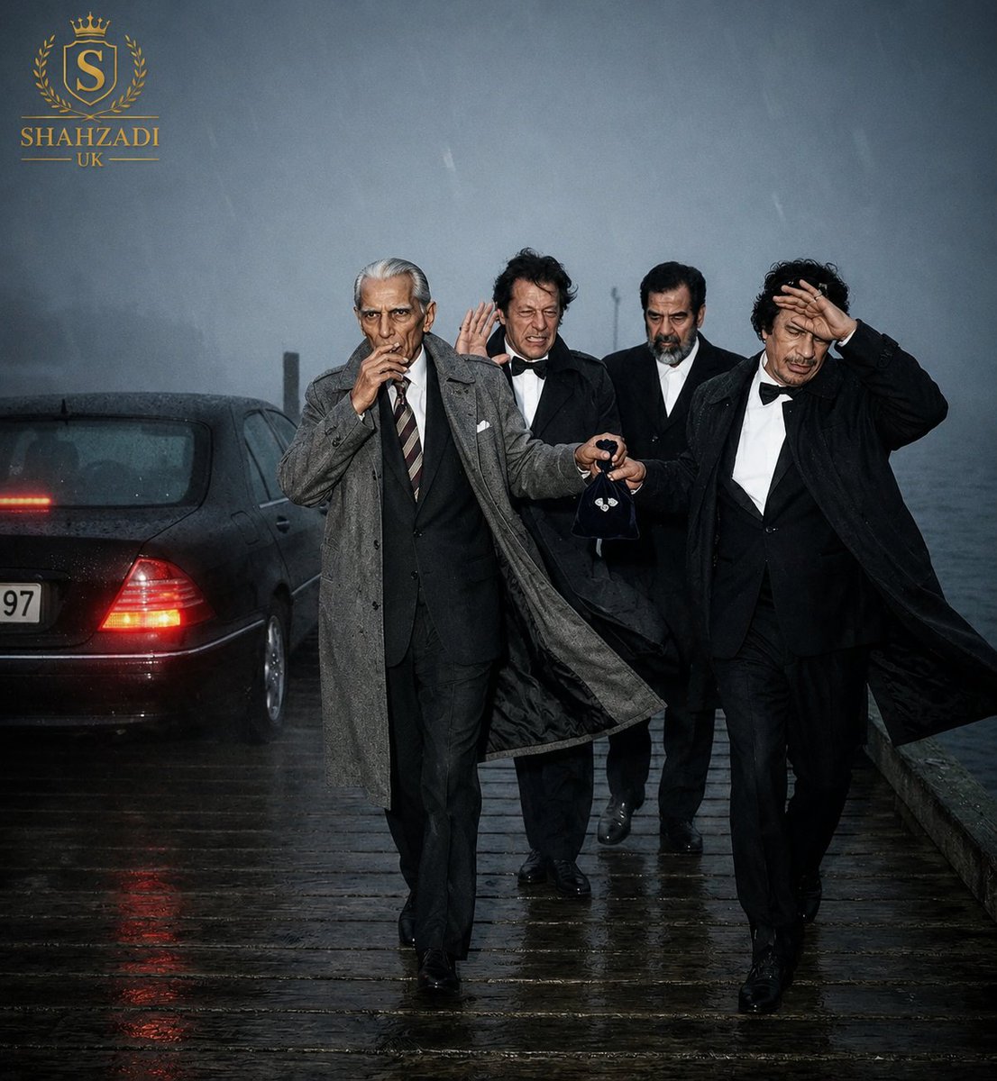 Shahzadi_Uk's tweet photo. 🌧️ When Legends Walk Through The Storm ⚡👑
#ImranKhan #QuaidEAzam #SaddamHussein #qadafi #pakistan https://t.co/xZOshUXkep