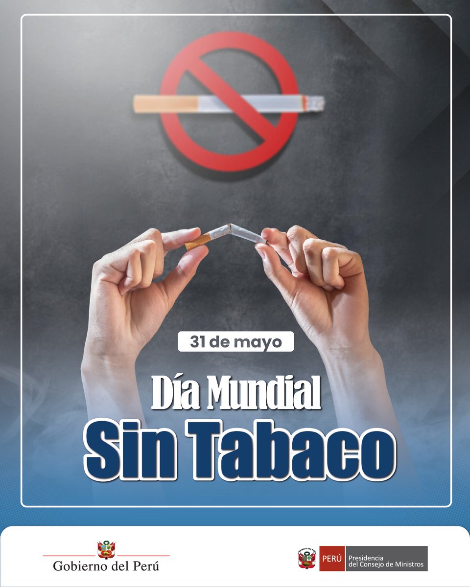pcmperu's tweet photo. #Efeméride | En el Día Mundial Sin Tabaco, reafirmamos nuestro compromiso con la promoción de hábitos saludables y la prevención de los riesgos asociados al consumo de tabaco. 🚭🇵🇪

Desde la PCM, seguimos articulando acciones orientadas al cuidado de la salud y el bienestar de la población.