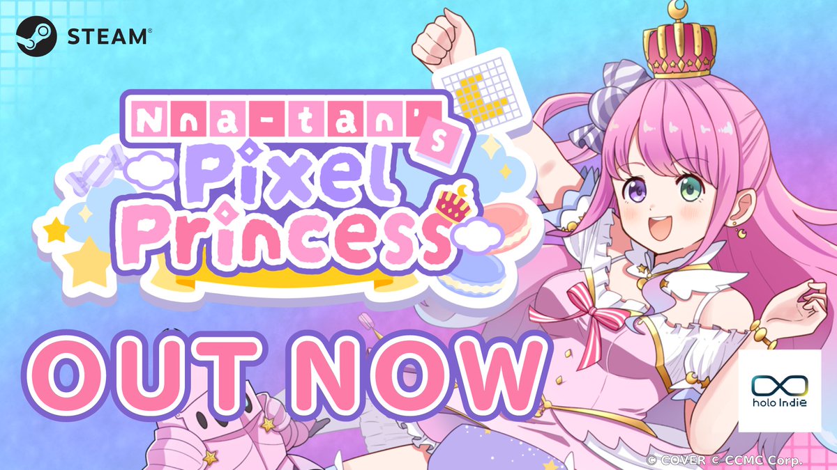 holoindie_ccmc's tweet photo. Nna! 🍬

"Nna-tan's Pixel Princess" is out now! 🎉
A brand-new pixel puzzle game featuring hololive 4th Gen's Himemori Luna is finally here! 🧩
🔽 Steam Store
https://t.co/gB3uhqak2s

✨ Solve over 120 puzzles to collect cute illustrations!
👗 Dress up Himemori Luna with various outfits and accessories!
🎪 Omaru Polka makes an appearance too!?

Having awakened to the joy of "drawing," Himemori Luna takes on the challenge of pixel puzzles! Will she be satisfied with the results!?
#んなピク #holoindie