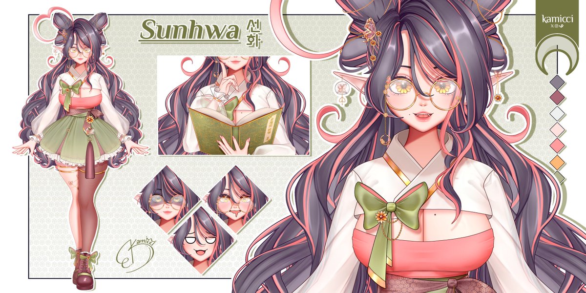 kamiccii's tweet photo. VTuber Model art showcase for @/SunhwaVT 🩷🌻

Design, art and rig (showcase coming soon) all by me ✨

PS. She debuts this Saturday at 2:00 PM PDT so be sure to go watch my bestie finally debut the hard work of 3 years of planning (´▽`ʃ♡ƪ) https://t.co/EWtCUaGgZW