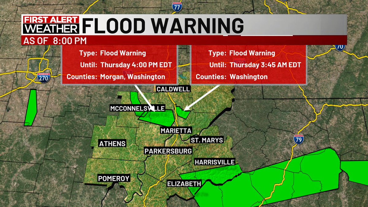 WeathermanHenry's tweet photo. WEATHER ALERT: A *Flood Warning* has been issued for the WTAP viewing area! Heavy rain will or has already lead to flooding! Remember turn around don't drown! For more information go to https://t.co/Jz9DLa8KRH https://t.co/AjDv72V5q8