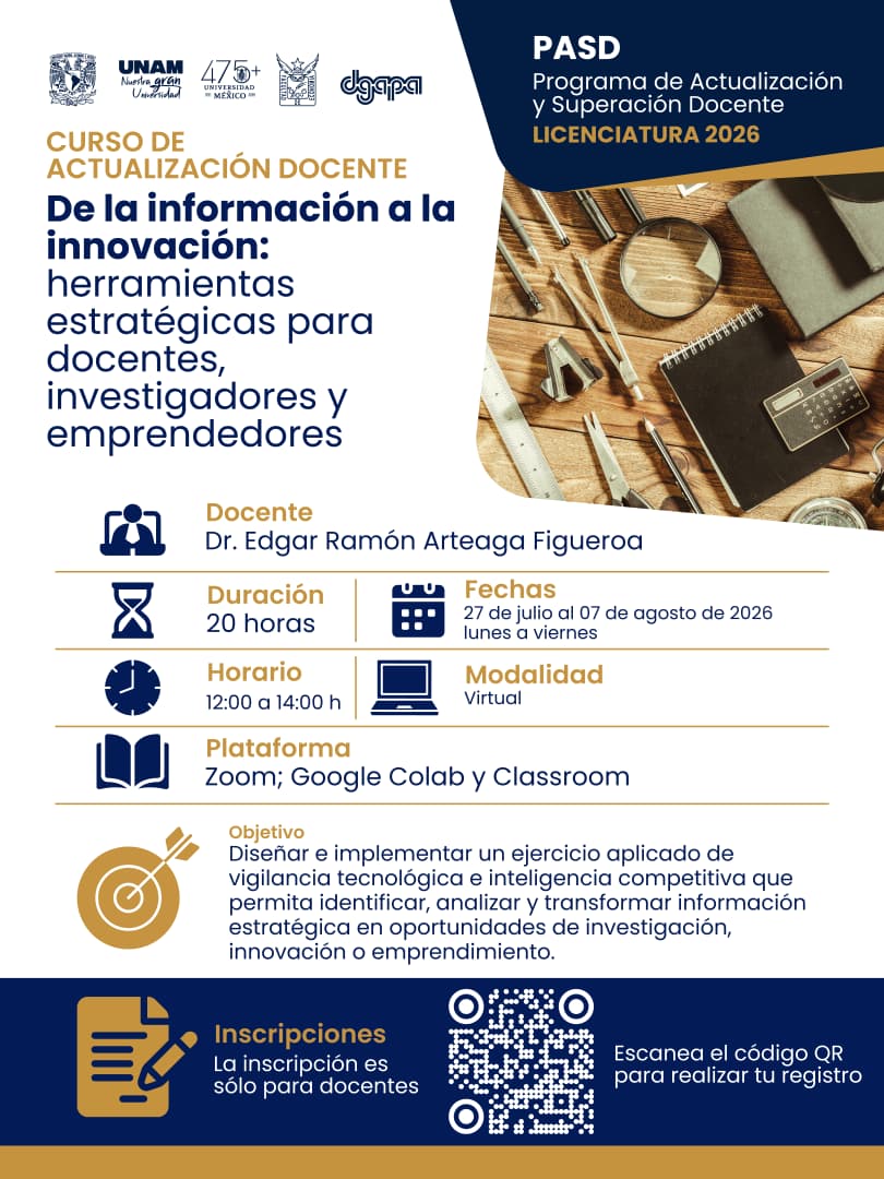 FEconomiaUNAMof's tweet photo. 📚 PASD Licenciatura 2026 | DGAPA-UNAM Cursos para docentes: Python, Economía del Cuidado, IA, pedagogía y más. 
🗓️ Inicio: jun-ago | 
💻 100% en línea 
📲 Escanea QR del cartel para registrarte
 #UNAM #ActualizaciónDocente #PASD2026 https://t.co/sfNgZjH93w
