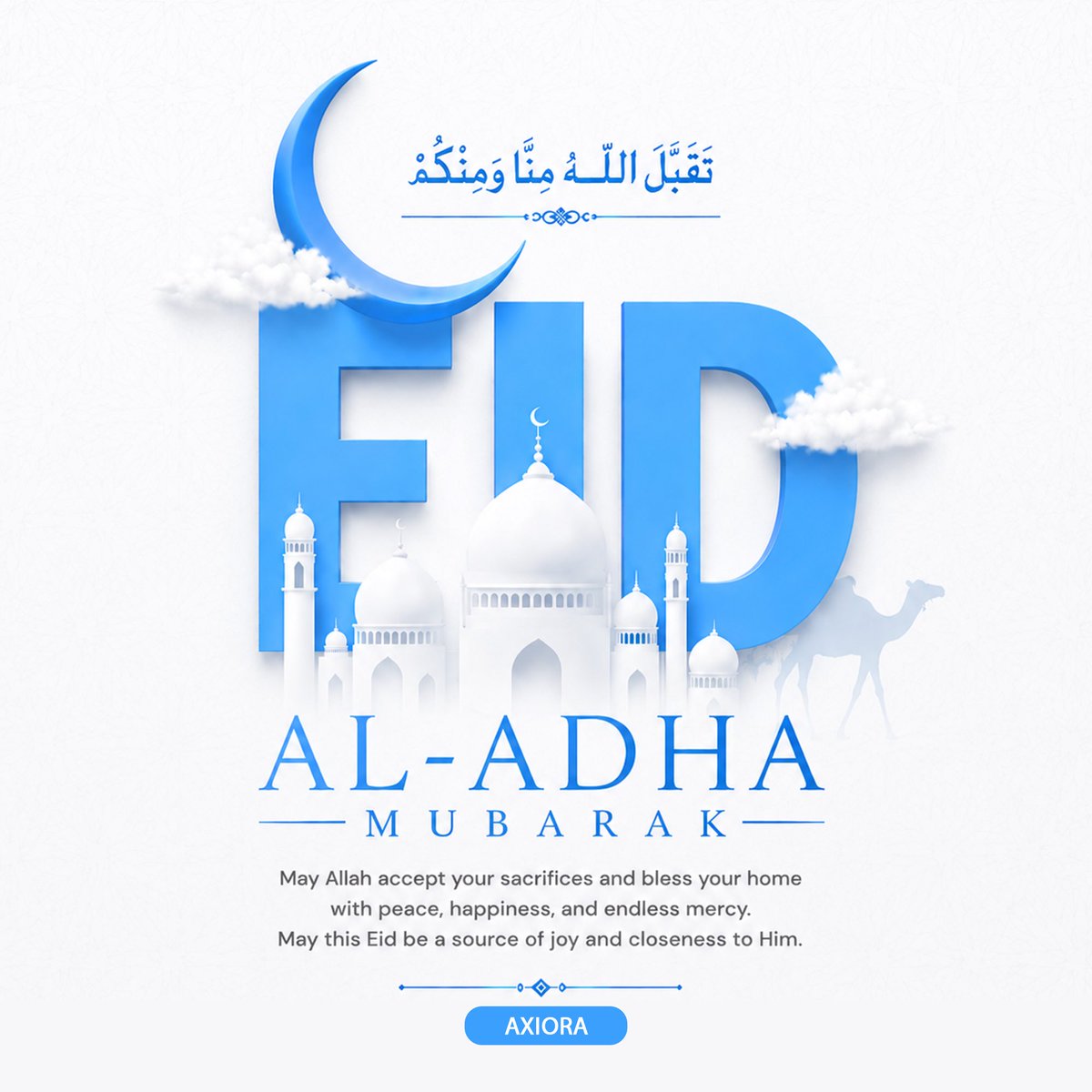 AxioraLabs's tweet photo. Eid Al-Adha Mubarak! May your sacrifices be accepted and your life be filled with lasting peace and happiness. Sending warm wishes to you and your loved ones from all of us at Axiora. https://t.co/9LKcyUsLKP