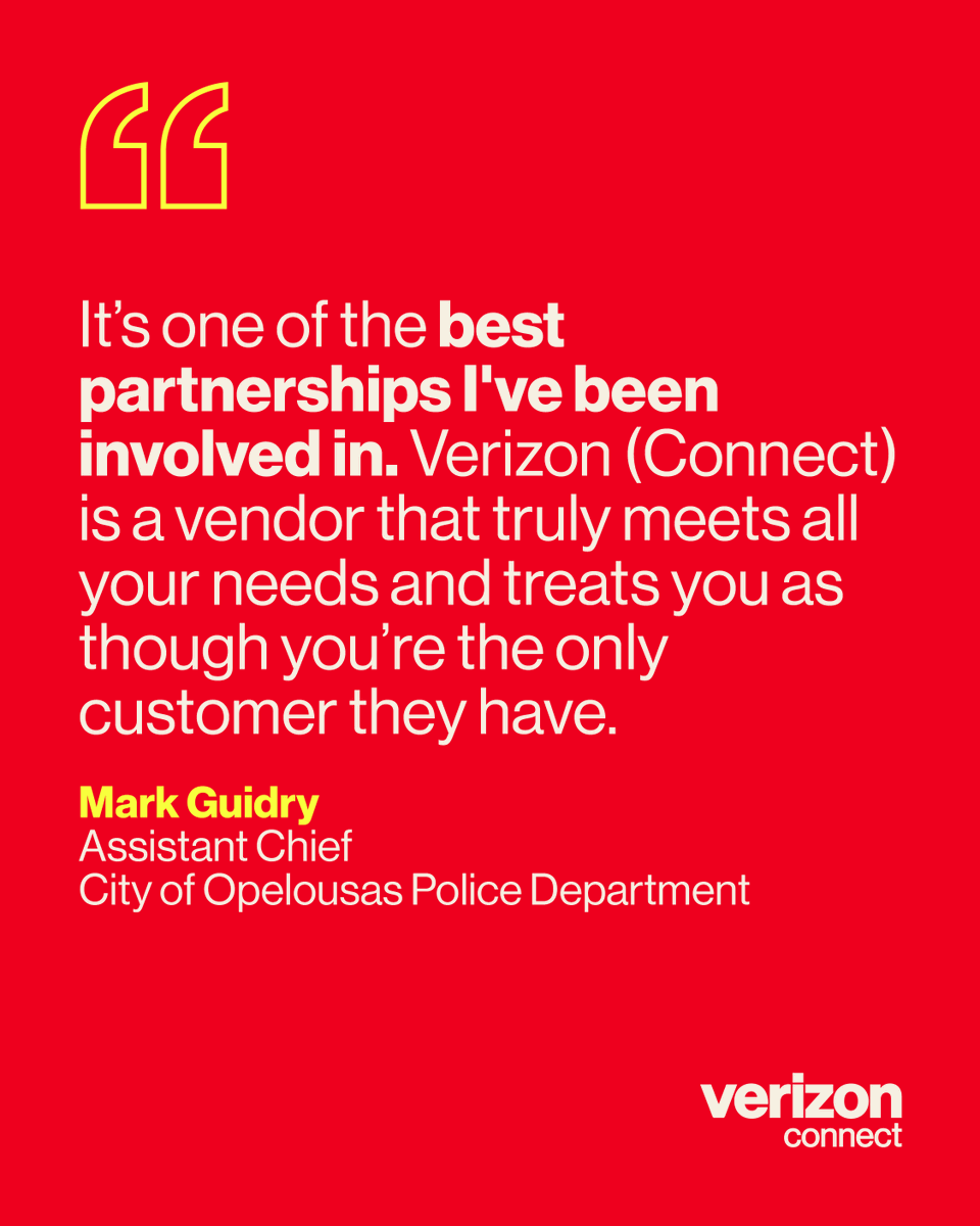 VerizonConnect's tweet photo. When it comes to public safety, having a technology partner you can rely on is non-negotiable. 

See the full case study to see how we’re moving the Opelousas PD forward: https://t.co/WQNUnYIKkS

#PublicSafety #FleetManagement #VerizonConnect #LawEnforcement #CustomerSuccess https://t.co/EWGSuY86xw
